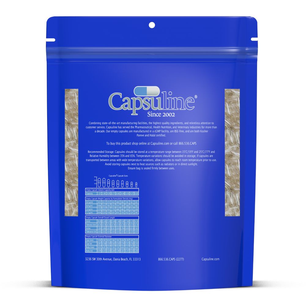 Clear Size 2 Empty Vegetarian Capsules by Capsuline - 1000 Count - 1000